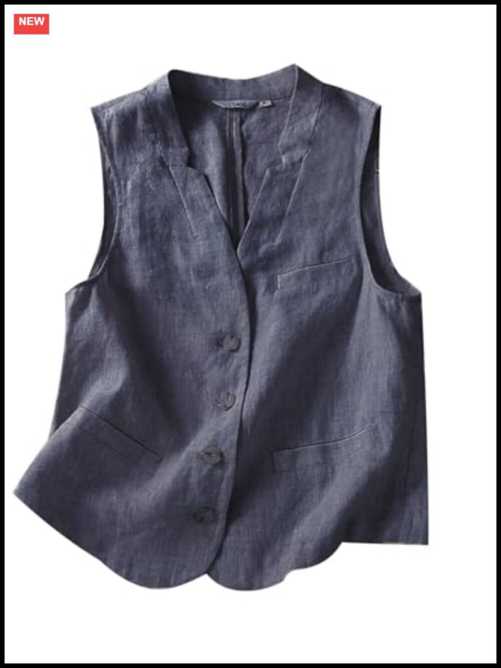 Linen Vest Womens Sleeveless V-Neck Button Down Business Casual Blazer